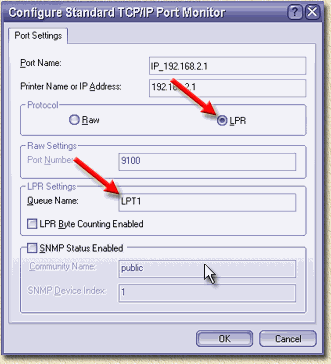 Check "LPR" and complete the "Queue Name"