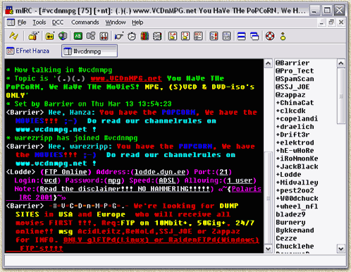 mIRC: Connected to VCDnMPG