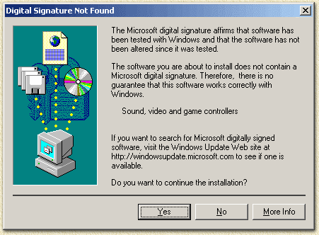 WinXp and Win2000: driver not signed ...