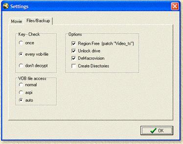 SmartRipper: Settings "File/Backup"