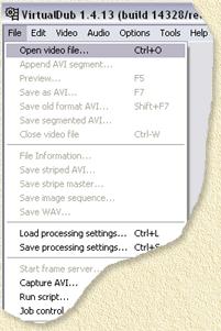VirtualDub - Open the AVI file