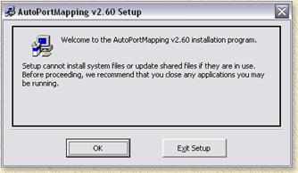AutoPortMapping - Installatie scherm