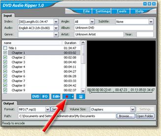 DVD Audio Ripper - Start het kopieren door op de record knop te drukken