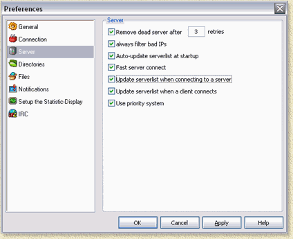 eMule - Server settings