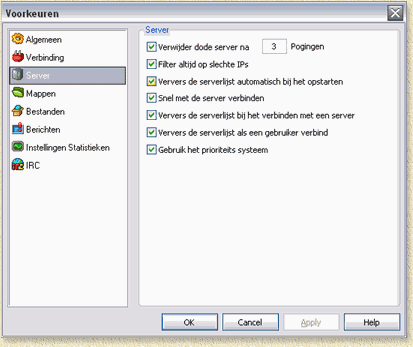eMule - Server instellingen