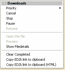 eMule - Transfer menu