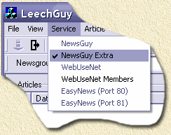 LeechGuy - Selecteer de gewenste dienst
