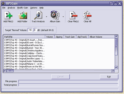 MP3Gain - Files added to the list