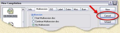 Nero - sluit het  NEW COMPILATION venster