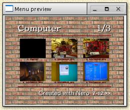 Nero: Preview of the menu ...
