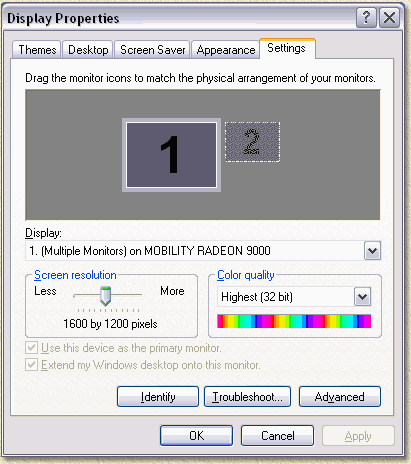 ATI - Settings of the videocard