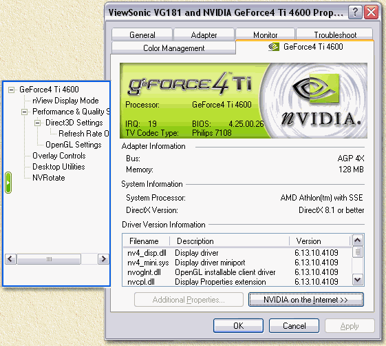 nVidia - Geforce tab - Hier kunnen we extra instellingen doen