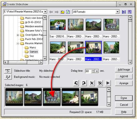 Ulead DVD Pictureshow: Add photo's to an album