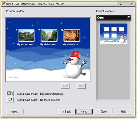 Ulead DVD Pictureshow: Set your favorite menu theme