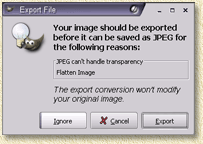 GiMP - Export melding - Klik gewoon op de 