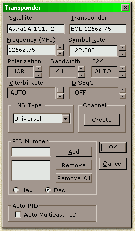 Transponder details