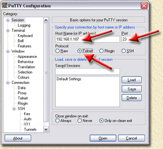 PuTTY: Accessing your TiVo using Telnet