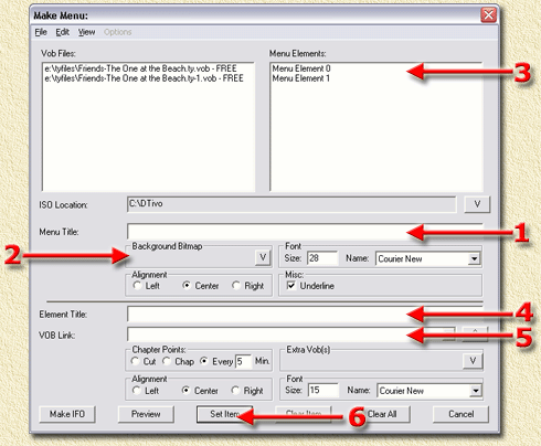 TyTools - The 'Make Menu' window for editing your DVD menu