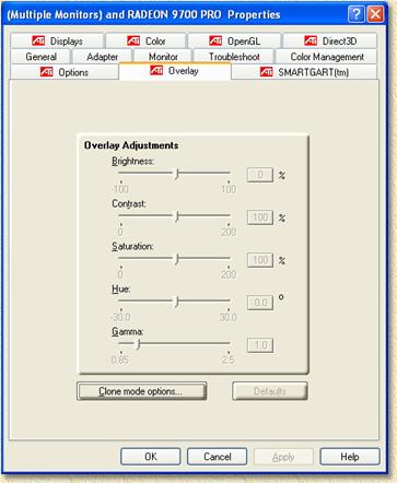 ATI overlay instellingen