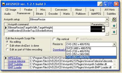 AVI2SVCD - Frameserver tabblad