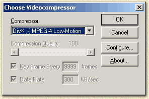 Select a DivX codec: here the original ;-) codec