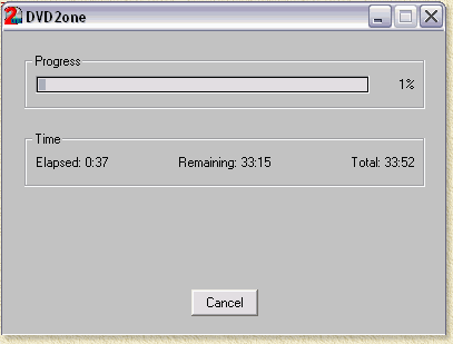 DVD2One: Conversion takes about 30 minutes