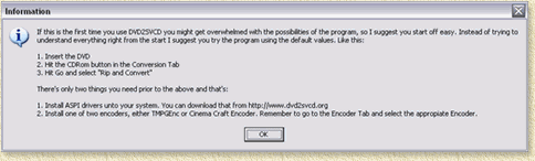 DVD2SVCD - First time start notice ...