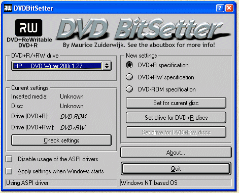 DVD+RW: BitSetter can help you set the compatibility bit as well