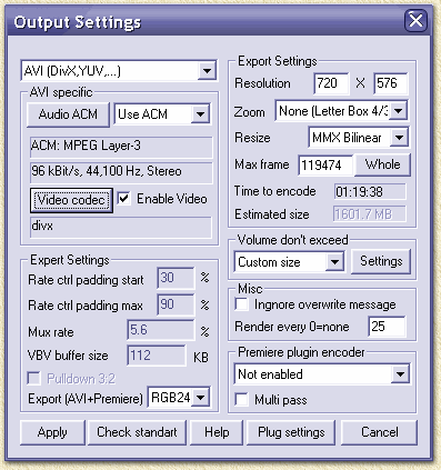 DVDx: output instellingen