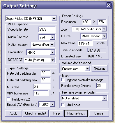 DVDx: output settings