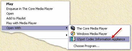 GSpot - Open AVI from the Windows Explorer