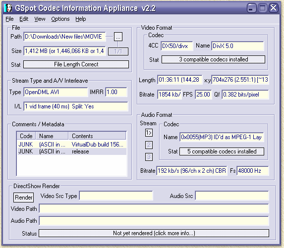 Weethet Video Determine Video And Audio Codes Used In Avi Wav