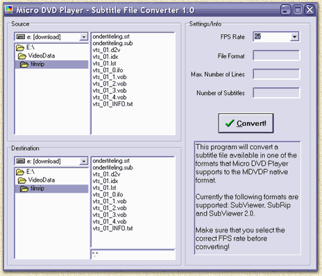 MicroDVD: Converteren van ondertiteling