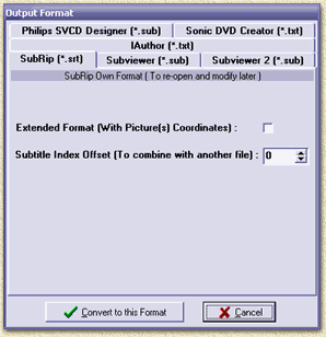 SubRip - Output format settings