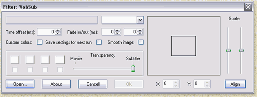 VobSub - De configure tool van VobSub voor het rippen van ondertitels