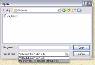 VobSub - Open the IFO file