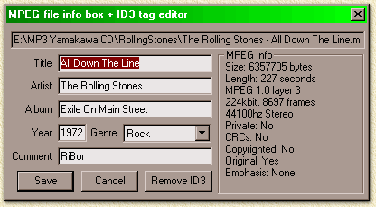 MUFY can read WinAmp ID3 tags