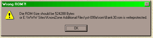 Oops: het ROM bestand staat waarschijnlijk op READ-ONLY!