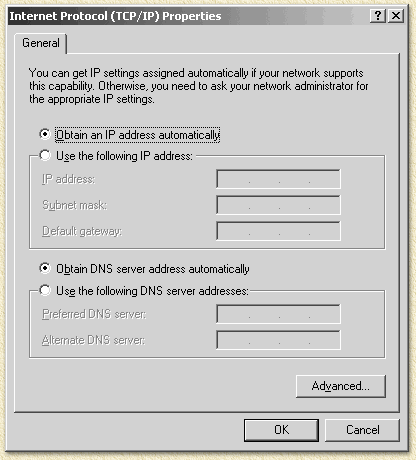 Windows 2000 TCP/IP settings